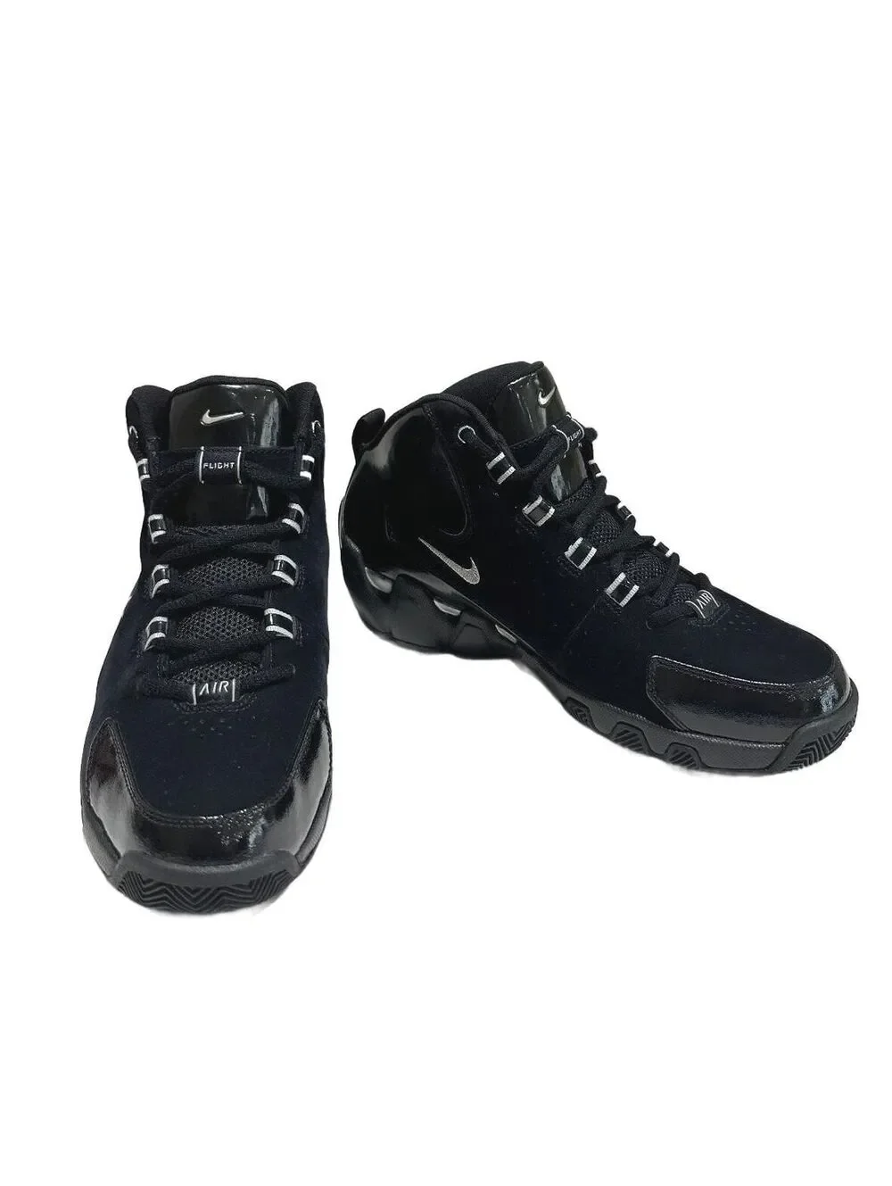 Nike Air Flight Hops Black Patent Suede Sneakers 309266-001 Men's Size 8.5